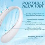 Rechargeable Neck Fan, Bladeless Hands-Free Personal Fan with 3000mAh Battery, 3-Speed Adjustable - Image 2