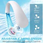 Rechargeable Neck Fan, Bladeless Hands-Free Personal Fan with 3000mAh Battery, 3-Speed Adjustable - Image 7