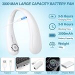 Rechargeable Neck Fan, Bladeless Hands-Free Personal Fan with 3000mAh Battery, 3-Speed Adjustable - Image 3