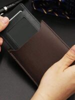 Custom Men's Leather Wallet with Engraved Initials, Dark Brown Gift - Image 3