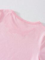 Young Girl Light Pink K POP T Shirt and Flare Pants Set, Cute Summer Outfit - Image 4