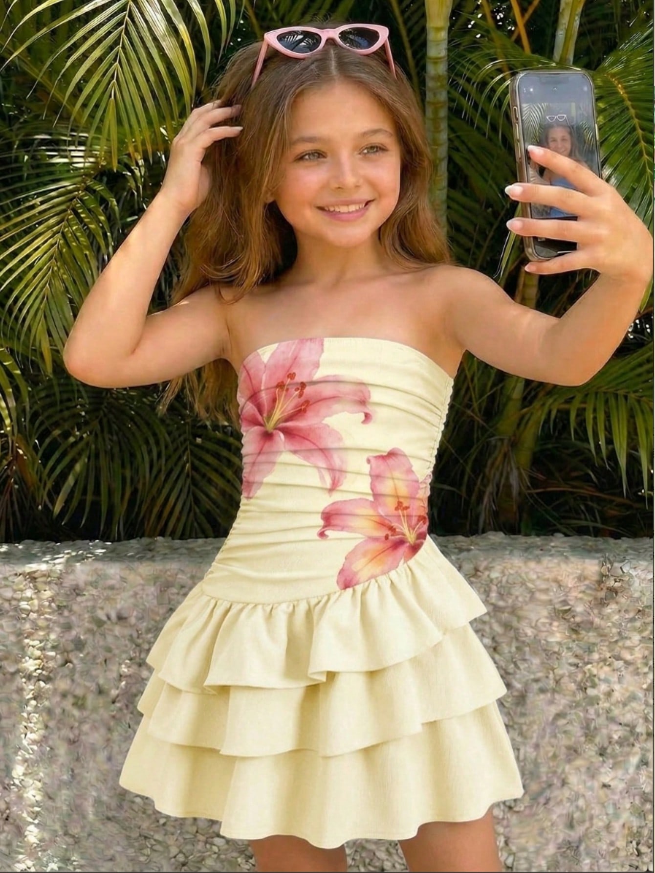 http___img.ltwebstatic.com_v4_j_pi_2026_05_25_34_1779678466aec40247b1d52dbeb0bbca96b33ad72e SHEIN Tween Girls Ruffle Tube Top Dress, Layered Summer Vacation Casual Dress - Image 1