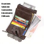CAIBAOLAI Men's Vintage RFID Wallet with Chain, Double Zipper Large Capacity Card Holder - Image 4