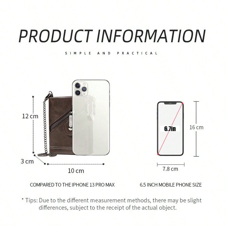 CAIBAOLAI Men's Vintage RFID Wallet with Chain, Double Zipper Large Capacity Card Holder - Image 6