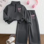 SHEIN Tween Girls Pink Brown Striped Knit Cami Top and Shorts Set