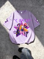 Young Girl Light Pink K POP T Shirt and Flare Pants Set, Cute Summer Outfit - Image 4
