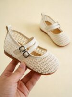 Girls Beige Mary Jane Sandals with Silver Buckle, Double Strap School Party Shoes - Image 3