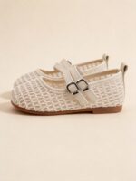 Girls Beige Mary Jane Sandals with Silver Buckle, Double Strap School Party Shoes - Image 5