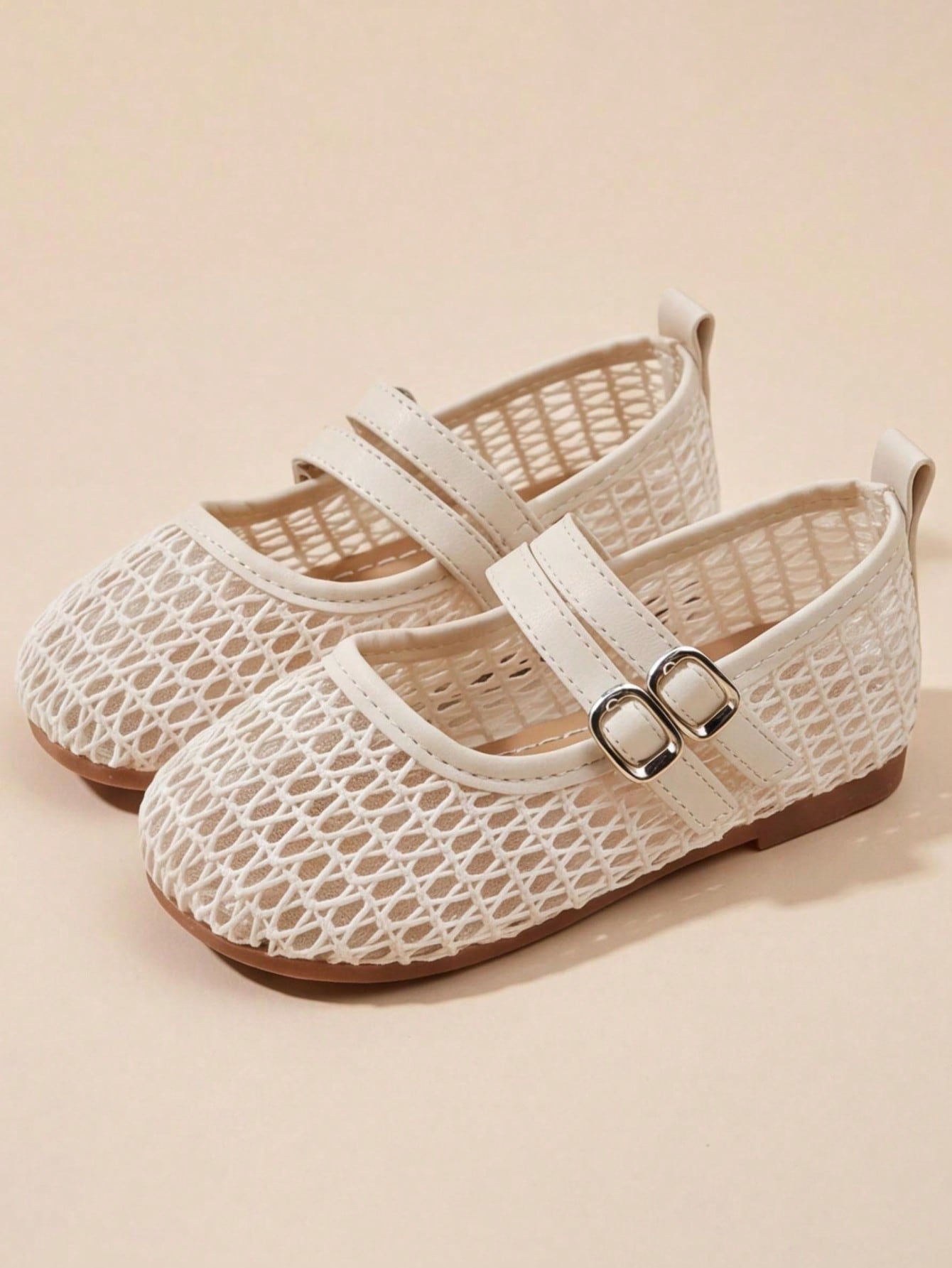 http___img.ltwebstatic.com_v4_j_spmp_2026_04_25_19_17771247749265ecabe89ddd09a30b5f149e15b93c Girls Beige Mary Jane Sandals with Silver Buckle, Double Strap School Party Shoes - Image 1