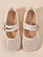 Girls Beige Mary Jane Sandals with Silver Buckle, Double Strap School Party Shoes - Image 2