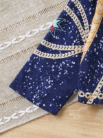 Young Girl 3 Piece Starry Sky Outfit Set, Jacket Vest and Shorts Party Costume - Image 2