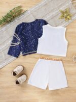Young Girl 3 Piece Starry Sky Outfit Set, Jacket Vest and Shorts Party Costume - Image 4