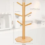 6 Cups Mug Tree, Wooden Mug Stand Cup Tree, Kitchen Storage Rack Coffee Cup Hol - Image 2