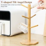 6 Cups Mug Tree, Wooden Mug Stand Cup Tree, Kitchen Storage Rack Coffee Cup Hol - Image 4