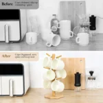 6 Cups Mug Tree, Wooden Mug Stand Cup Tree, Kitchen Storage Rack Coffee Cup Hol - Image 5