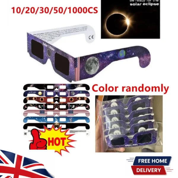 10 Pack Solar Eclipse Glasses – ISO 12312-2 Certified Paper Viewing Glasses
