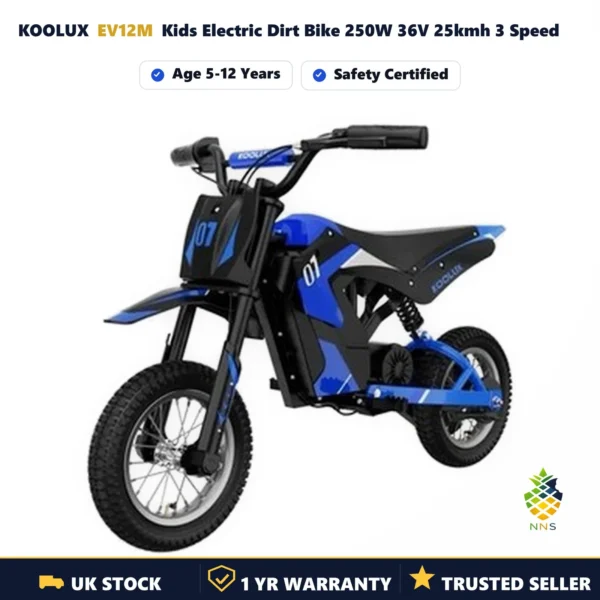 KOOLUX EV12M Kids Electric Dirt Bike 250W 36V – 3 Speed Off-Road Motorbike