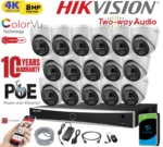 Hikvision 8MP 4K PoE ColorVu CCTV Security Camera System with NVR