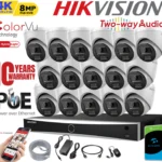 Hikvision 8MP 4K PoE ColorVu CCTV Security Camera System with NVR