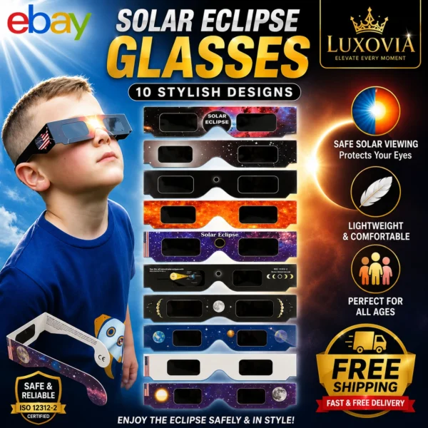 10x Solar Eclipse Glasses CE ISO Certified – Safe Sun Viewing Glasses UK 2026