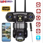 15MP Wireless IP Camera WiFi Outdoor CCTV PTZ Security Camera 3 Lens 2-Way Audio