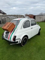 1971 Fiat 500L Classic Car in Ivory White with Italian Stripes - Image 2
