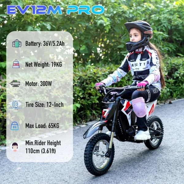 EVERCROSS EV12M PRO 300W Electric Ride-On Motorcycle for Kids – Off-Road Mini Dirt Bike