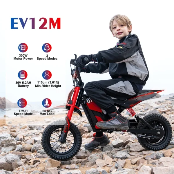 EVERCROSS EV12M Kids Electric Dirt Bike – Mini Off-Road 300W Electric Motorbike
